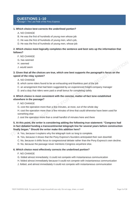 Questions preview