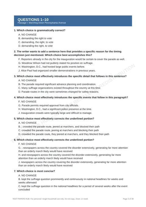 Questions preview