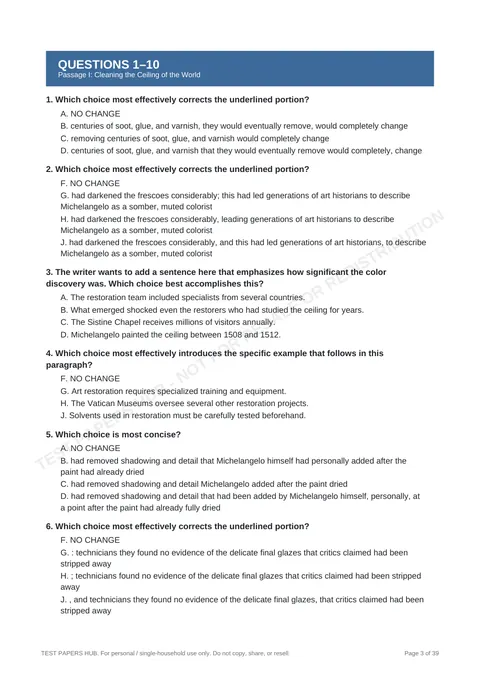 Questions preview