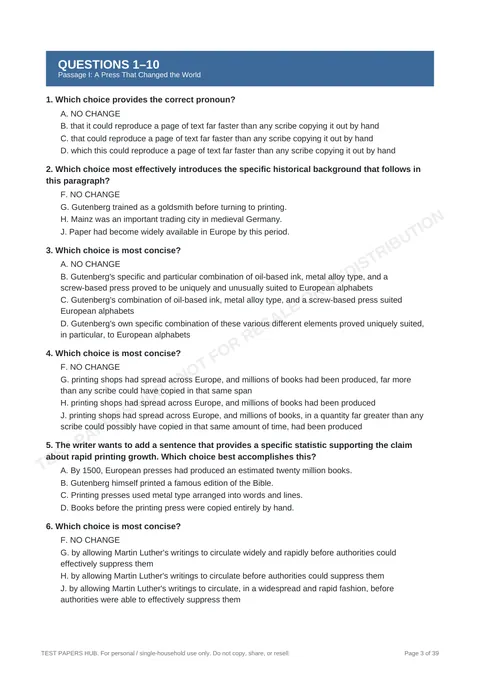 Questions preview