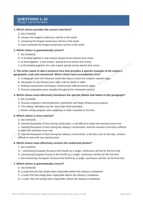 Questions preview