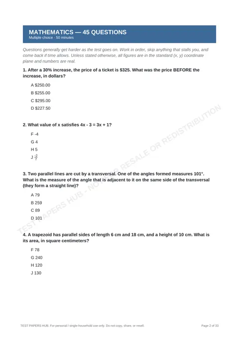 Questions preview