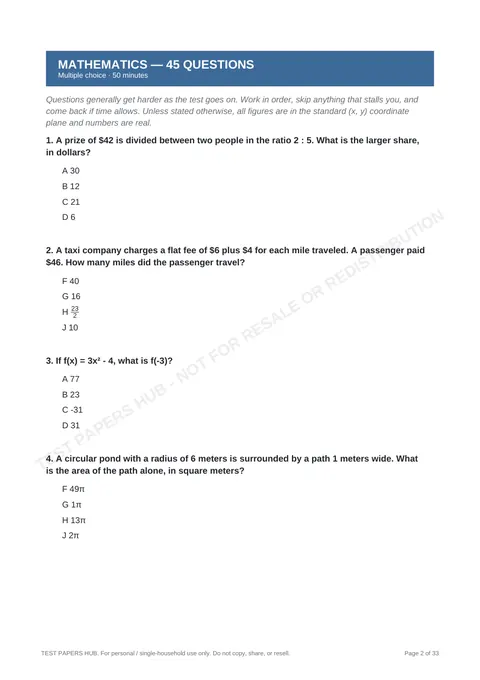 Questions preview