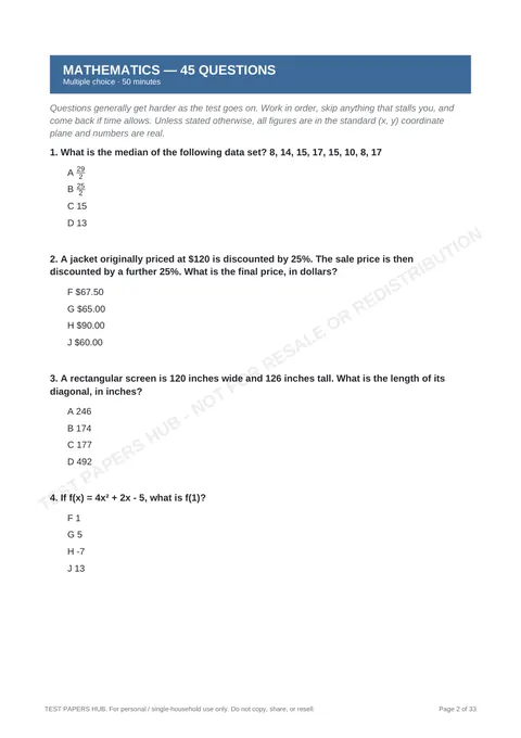 Questions preview