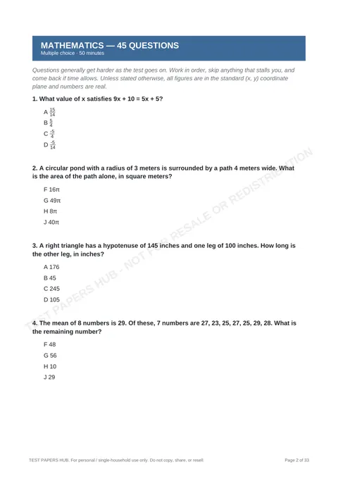 Questions preview