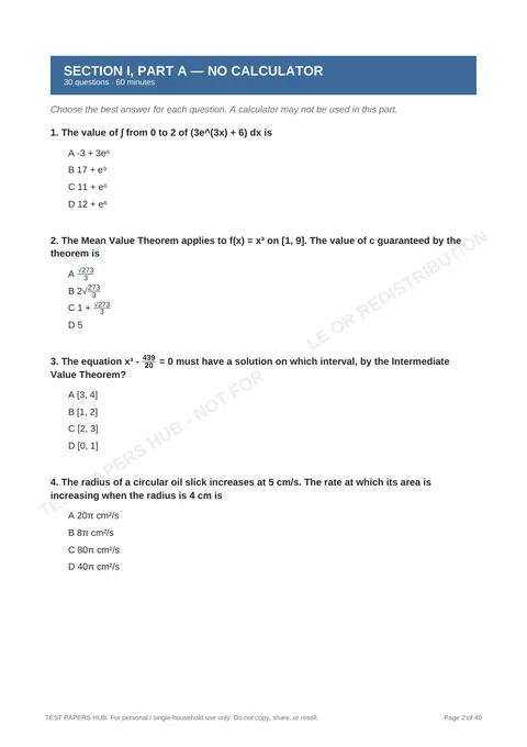 Questions preview
