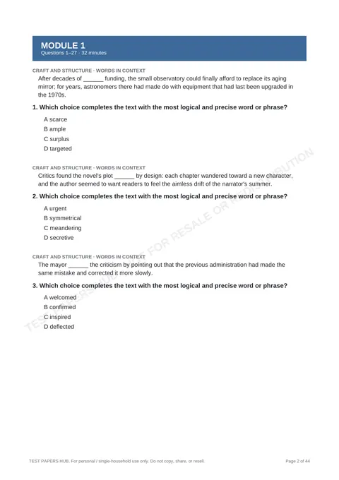 Questions preview