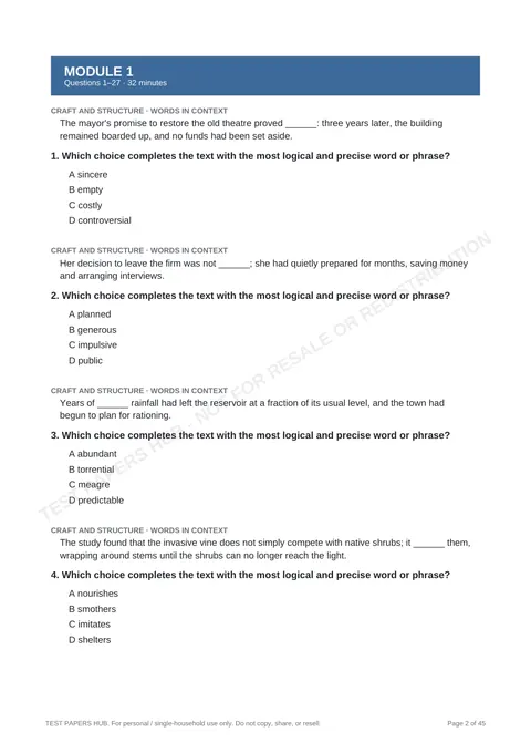 Questions preview