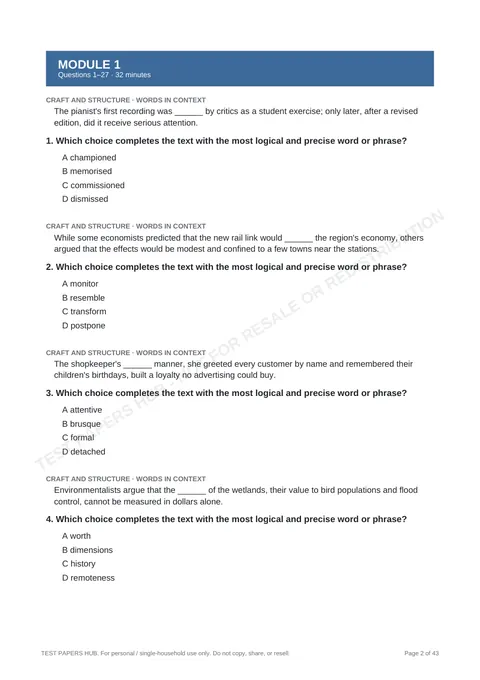 Questions preview