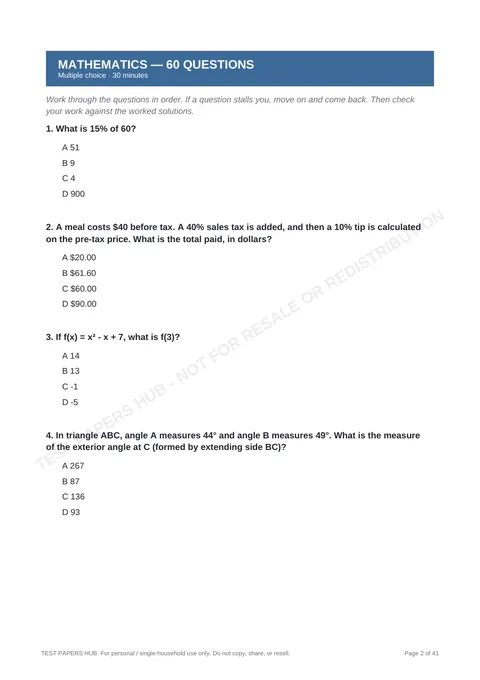Questions preview
