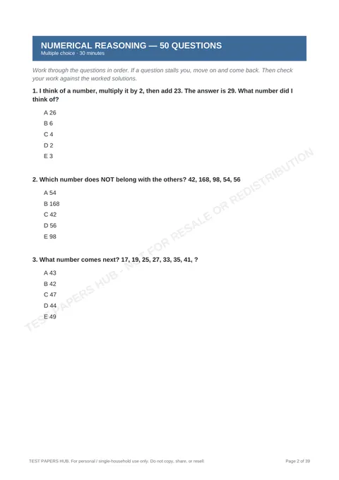 Questions preview
