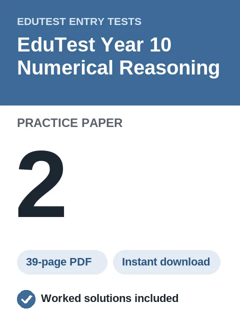 EduTest Year 10 Numerical Reasoning Practice Paper 2