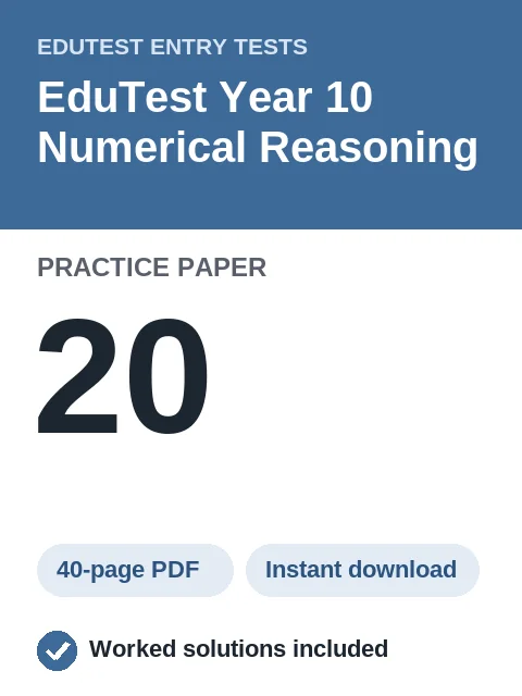 EduTest Year 10 Numerical Reasoning Practice Paper 20