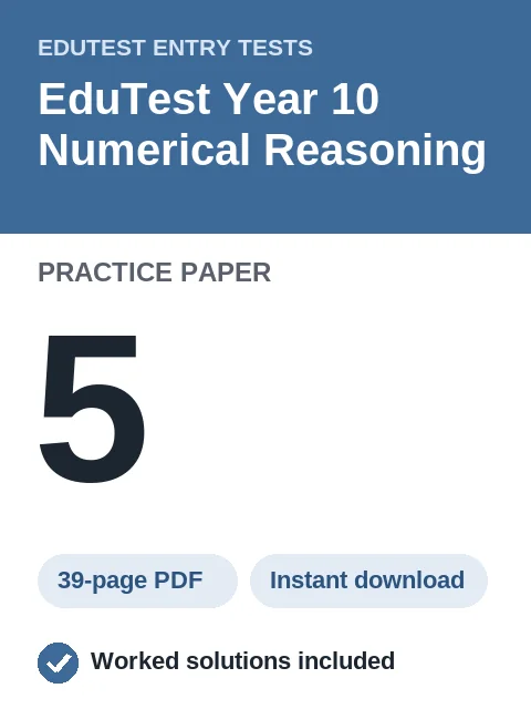 EduTest Year 10 Numerical Reasoning Practice Paper 5