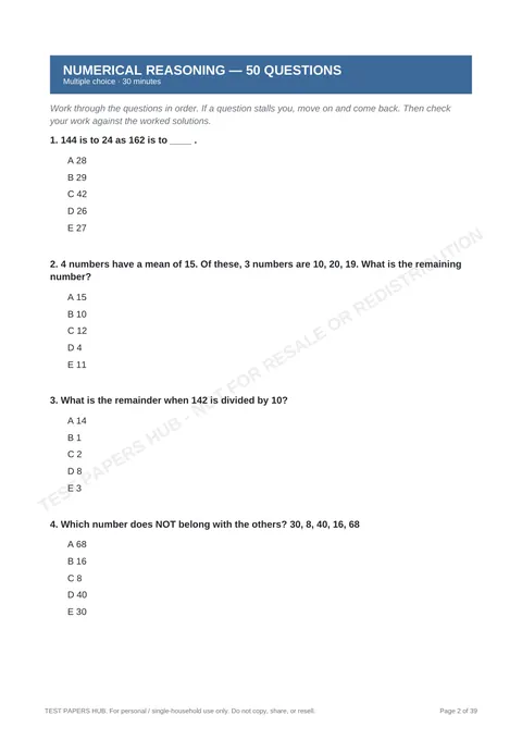 Questions preview