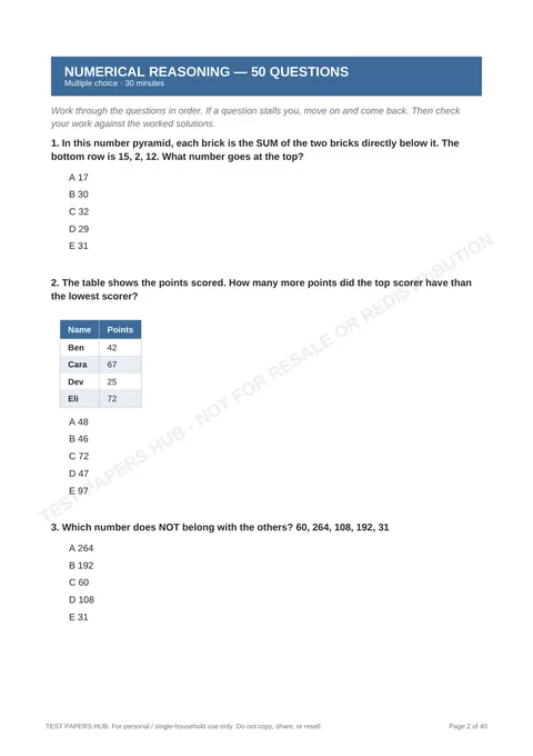 Questions preview