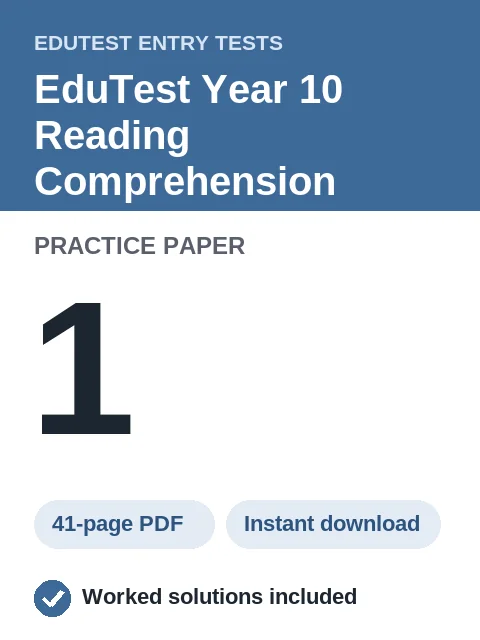 EduTest Year 10 Reading Comprehension Practice Paper 1