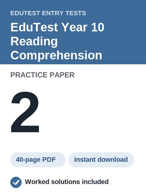 EduTest Year 10 Reading Comprehension Practice Paper 2