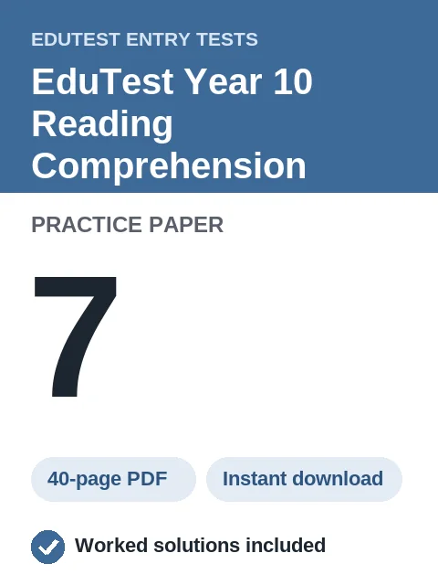 EduTest Year 10 Reading Comprehension Practice Paper 7