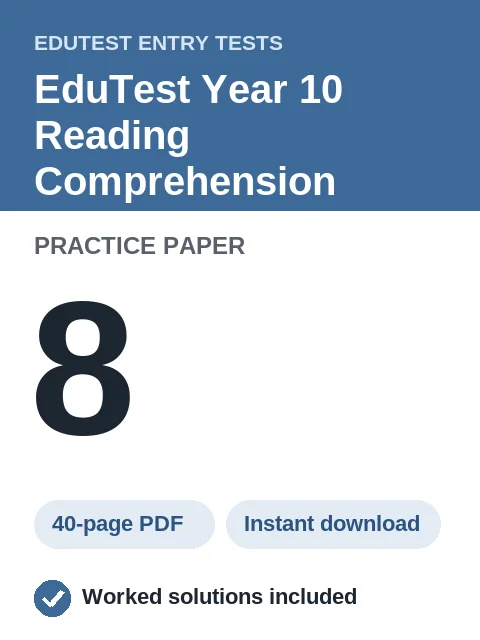 EduTest Year 10 Reading Comprehension Practice Paper 8