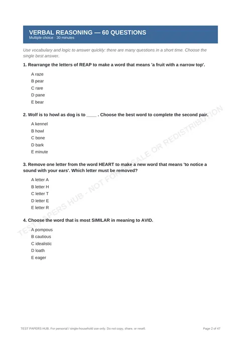 Questions preview