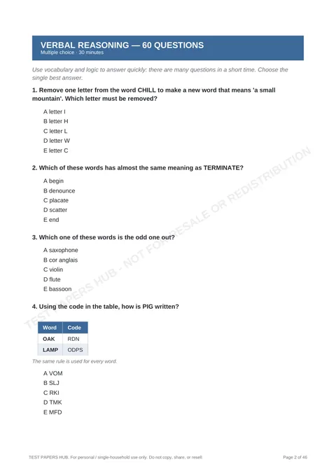 Questions preview