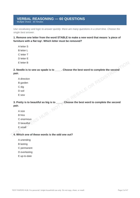Questions preview