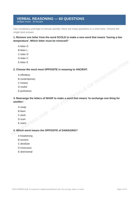 Questions preview
