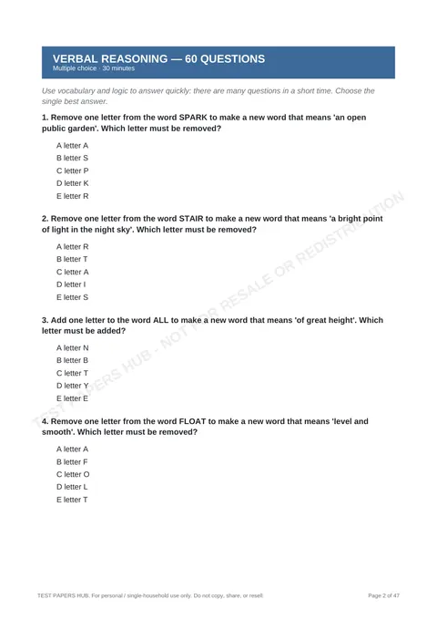 Questions preview