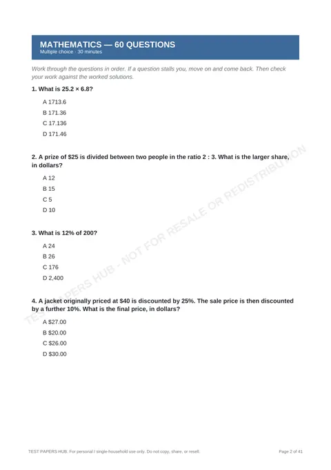Questions preview