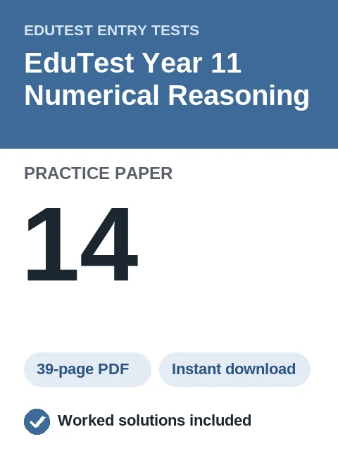EduTest Year 11 Numerical Reasoning Practice Paper 14