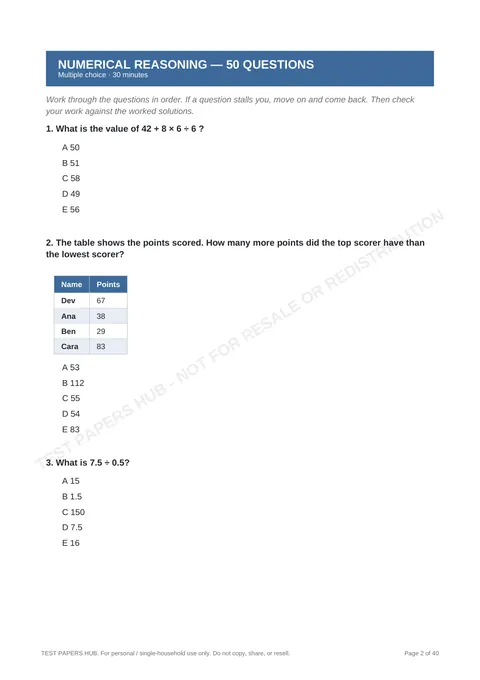 Questions preview