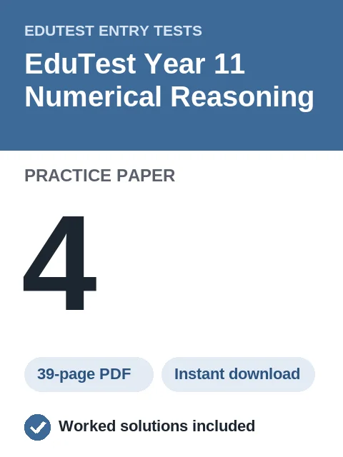 EduTest Year 11 Numerical Reasoning Practice Paper 4