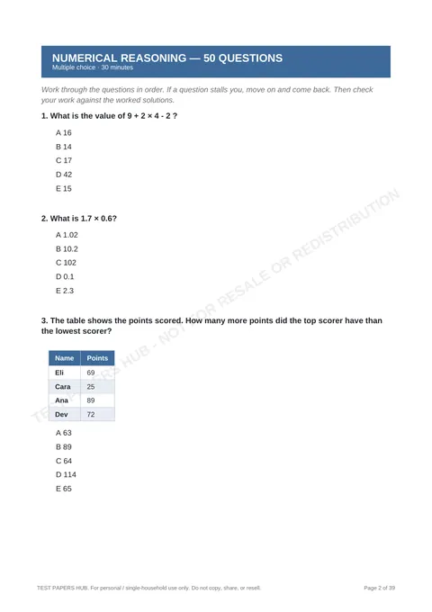 Questions preview