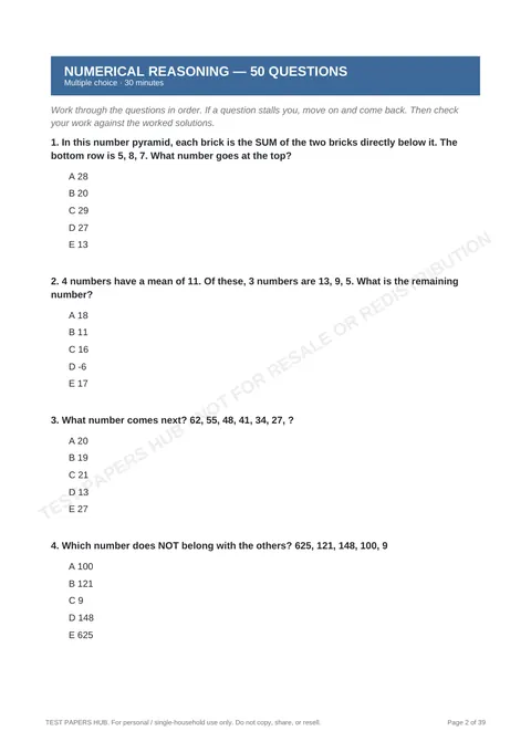 Questions preview