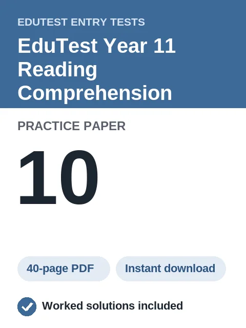 EduTest Year 11 Reading Comprehension Practice Paper 10