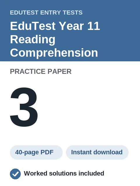 EduTest Year 11 Reading Comprehension Practice Paper 3