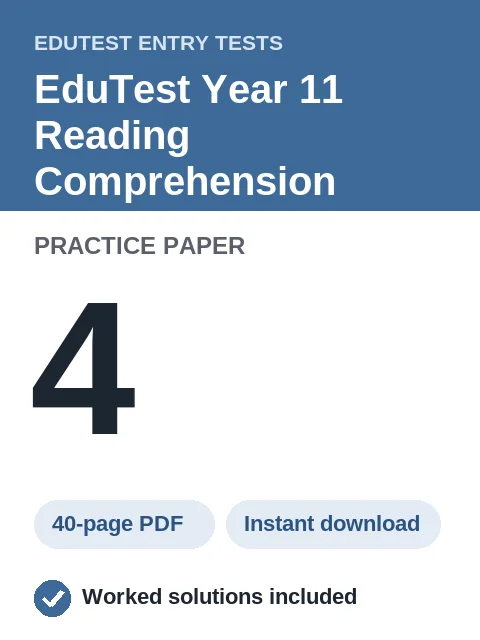 EduTest Year 11 Reading Comprehension Practice Paper 4