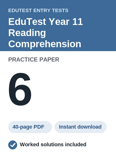 EduTest Year 11 Reading Comprehension Practice Paper 6