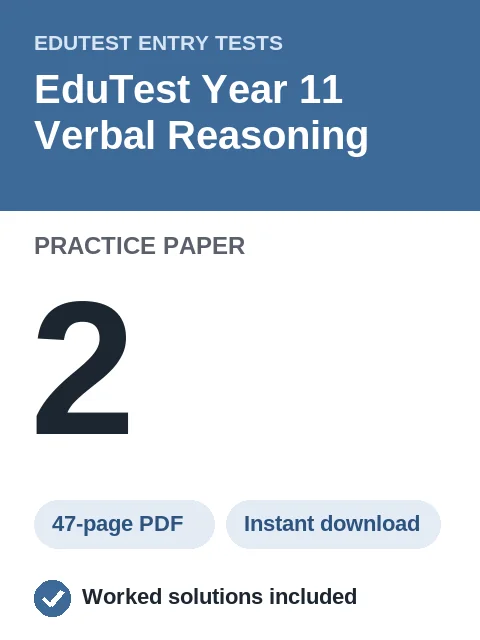 EduTest Year 11 Verbal Reasoning Practice Paper 2