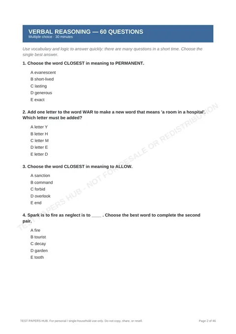 Questions preview