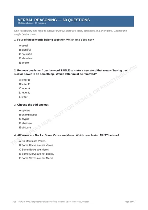 Questions preview