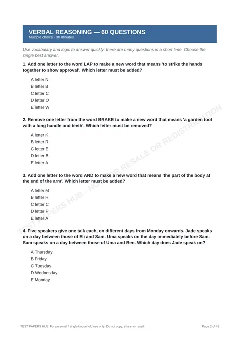 Questions preview