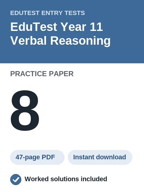 EduTest Year 11 Verbal Reasoning Practice Paper 8