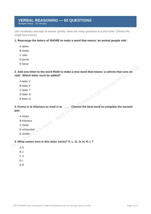 Questions preview