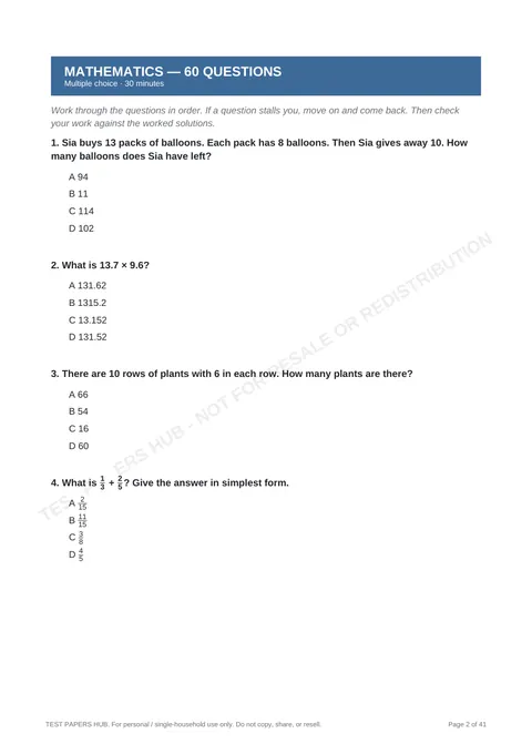 Questions preview