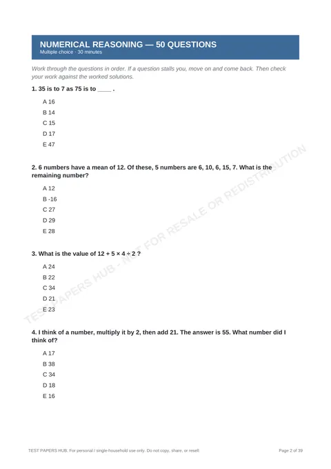 Questions preview