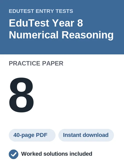 EduTest Year 8 Numerical Reasoning Practice Paper 8