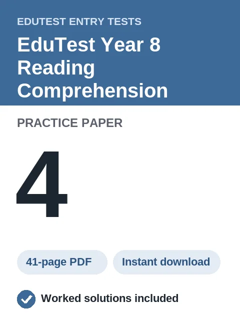 EduTest Year 8 Reading Comprehension Practice Paper 4