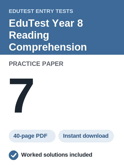 EduTest Year 8 Reading Comprehension Practice Paper 7